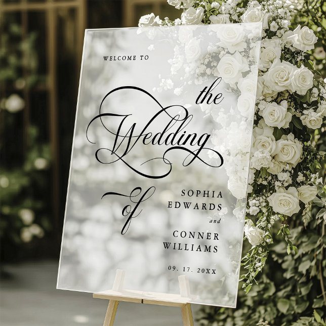 Señal Acrílica Elegante Boda de caligrafía elegante bienvenida co (Subido por el creador)
