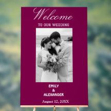 Elegante Boda de caligrafía foto bienvenida