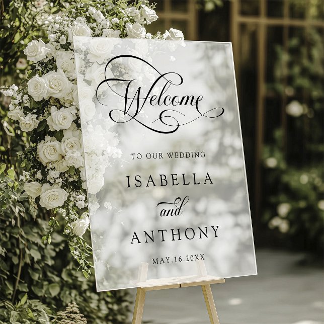 Señal Acrílica Elegante Boda de caligrafía rápida bienvenida Fros (Subido por el creador)