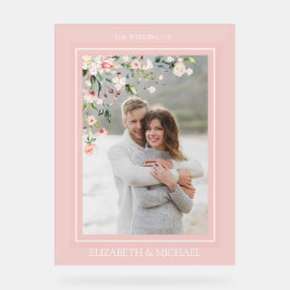 Señal Acrílica Elegante Boda de foto de color rosa rosa de color 