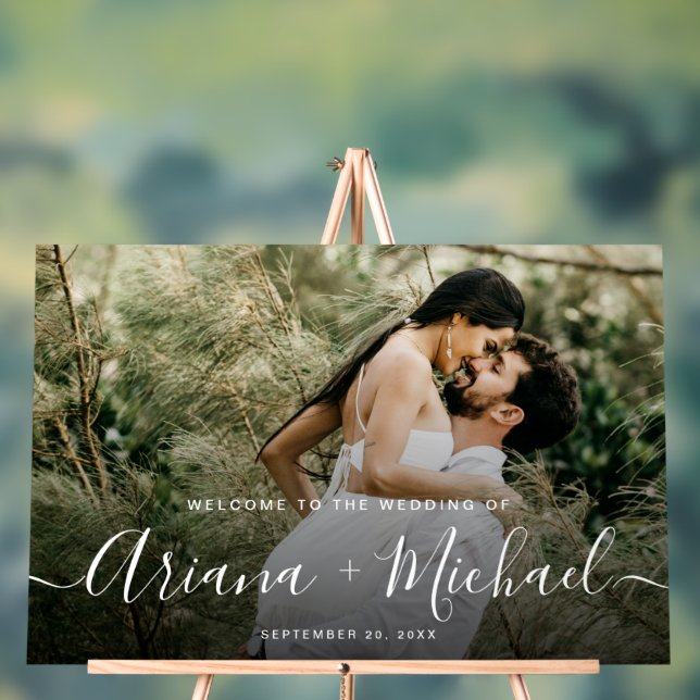 Señal Acrílica Elegante Boda de fotos de Personalizado de nombres (Neutral )