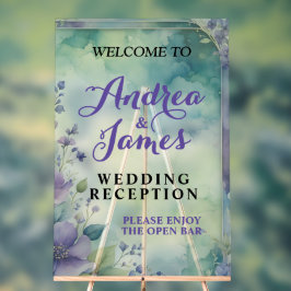 Señal Acrílica Elegante boda de lavanda y verde mar pastel