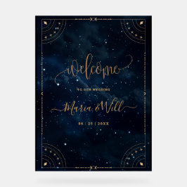 Señal Acrílica Elegante Boda de noche estrellada de Invitación a 