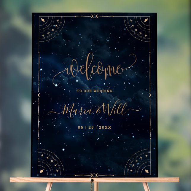 Señal Acrílica Elegante Boda de noche estrellada de Invitación a  (Neutral )