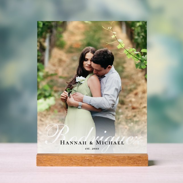 Señal Acrílica Elegante Boda de nombres de caligrafía moderna (Neutral )