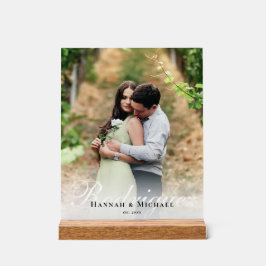 Señal Acrílica Elegante Boda de nombres de caligrafía moderna