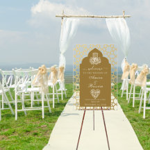 Elegante Boda de Parejas del Patrón de Arco Islámi