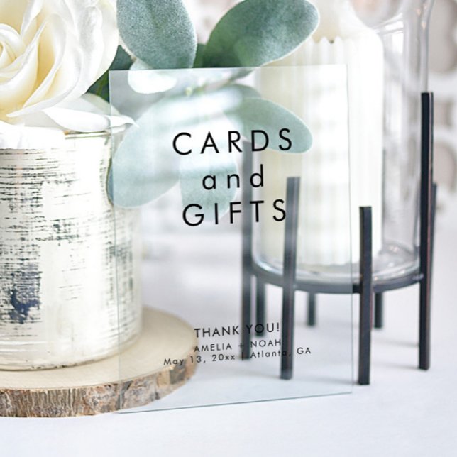 Señal Acrílica Elegante Boda de tarjetas de texto negro para rega (Subido por el creador)