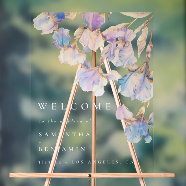 Señal Acrílica Elegante Boda floral de Iris (Neutral )