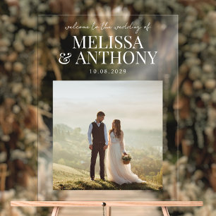 Señal Acrílica Elegante Boda Minimalista de bienvenida fotográfic