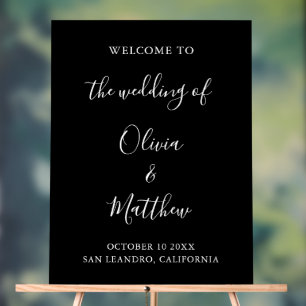 Señal Acrílica Elegante Boda Minimalista del Clásico Negro