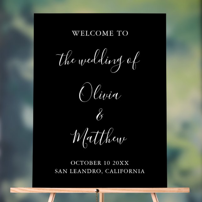 Señal Acrílica Elegante Boda Minimalista del Clásico Negro (Neutral )