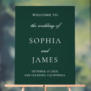 Señal Acrílica Elegante Boda Minimalista verde esmeralda