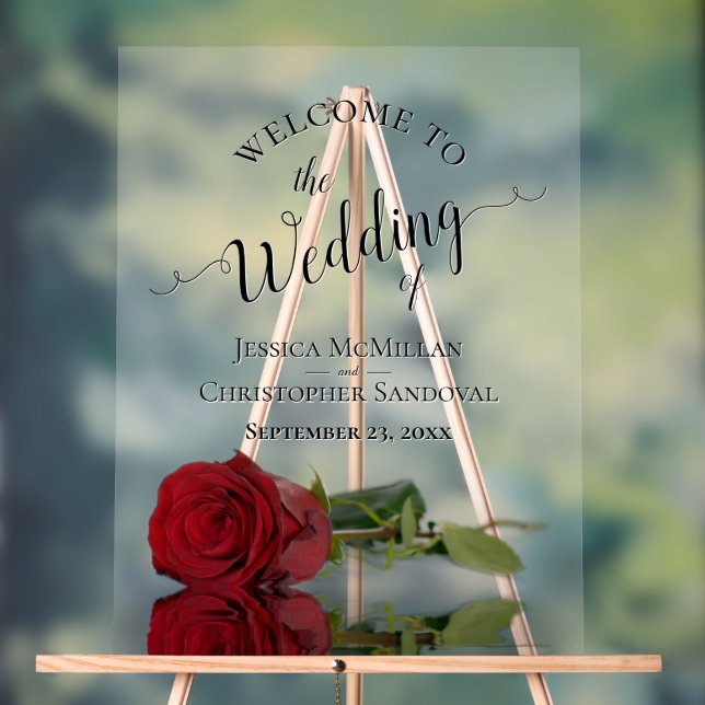 Señal Acrílica Elegante Boda romántico rosa rojo espejado (Neutral )
