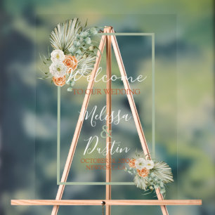 Señal Acrílica Elegante Boho Floral Fall Beach Wedding