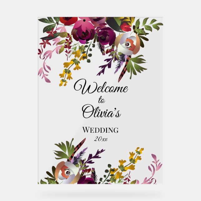 Señal Acrílica Elegante Bouquet de flores (Anverso)