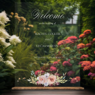 Señal Acrílica Elegante caligrafía floral del Pastel Boho