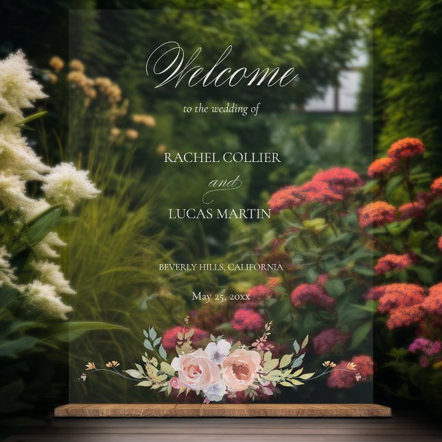 Señal Acrílica Elegante caligrafía floral del Pastel Boho (Subido por el creador)