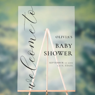 Señal Acrílica Elegante caligrafía Script bienvenida Baby Shower