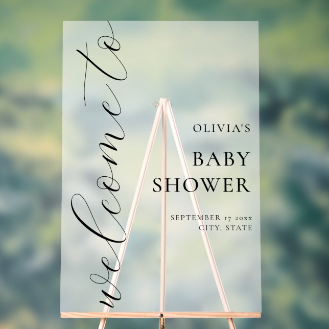 Señal Acrílica Elegante caligrafía Script bienvenida Baby Shower (Neutral )