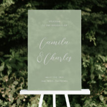 Elegante Caligrafía Verde Bienvenida Boda 