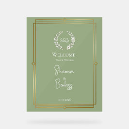 Señal Acrílica Elegante cartel de bienvenida de boda con monogram