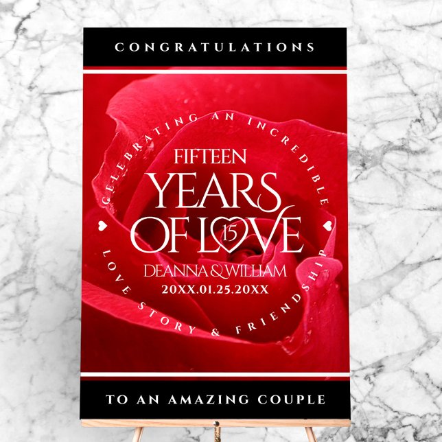 Señal Acrílica Elegante celebración del 15° Rosa de aniversario d (Elegant 15th Rose Wedding Anniversary Acrylic Sign Cover Photo)