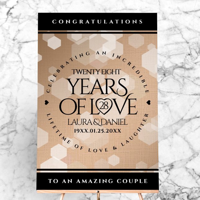 Señal Acrílica Elegante celebración del 28º Aniversario del Boda  (Elegant 28th Linen Wedding Anniversary Acrylic Sign Cover Photo)