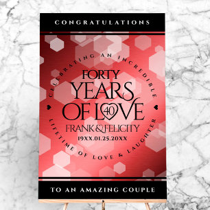 Señal Acrílica Elegante celebración del 40° Aniversario del Boda 