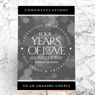 Señal Acrílica Elegante celebración del cuarto aniversario de Bod