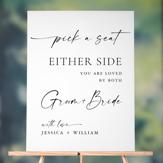 Señal Acrílica Elegante ceremonia de Boda de caligrafía Minimalis (Neutral )