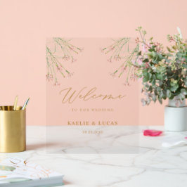 Señal Acrílica Elegante Charm Wild Flower Boda Welcome