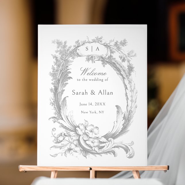 Señal Acrílica Elegante Clásica bienvenida floral Rococo Francesa (Subido por el creador)