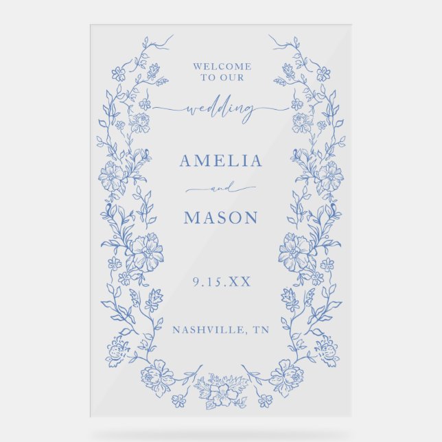 Señal Acrílica Elegante cosecha azul turquesa francesa (Anverso)