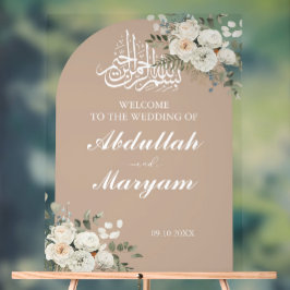 Señal Acrílica Elegante Cream Muslim Boda Welcome