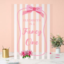 Señal Acrílica Elegante Cumpleaños Uno con Lazo Floral