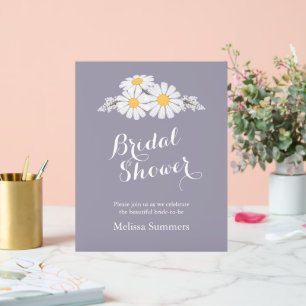 Señal Acrílica Elegante Daisy Blanco Floral Bridal Ducha Lavanda