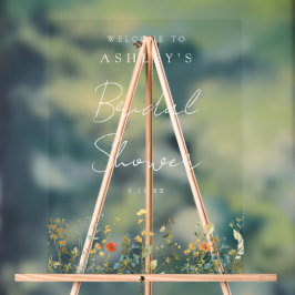 Señal Acrílica Elegante ducha de flores silvestres