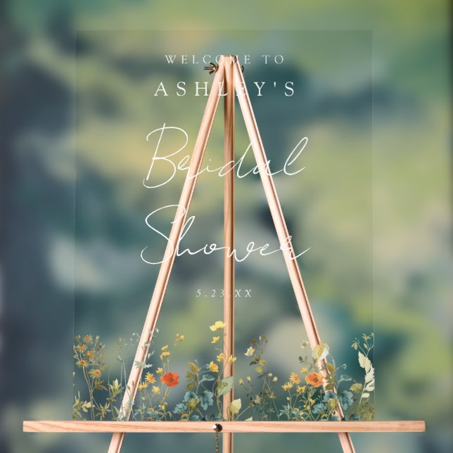 Señal Acrílica Elegante ducha de flores silvestres (Neutral )