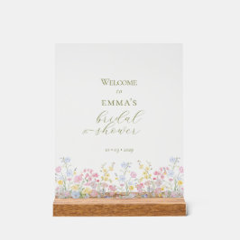 Señal Acrílica Elegante Ducha de Novia Boho Flor Silvestre
