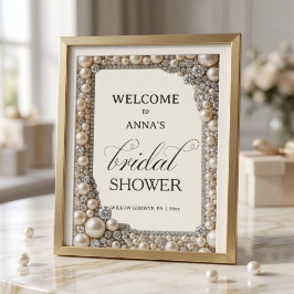Señal Acrílica Elegante ducha de novia con perlas