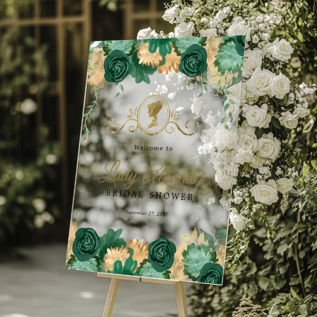 Señal Acrílica Elegante ducha verde floral victoriana de novias (Subido por el creador)