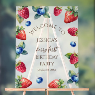 Señal Acrílica Elegante dulce Un Berry Primer Cumpleaños Bienveni