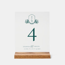 Señal Acrílica Elegante Escudo de Monograma Verde azulado oscuro