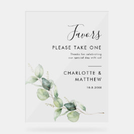 Señal Acrílica Elegante Eucalyptus Botánicos Favores de la Boda