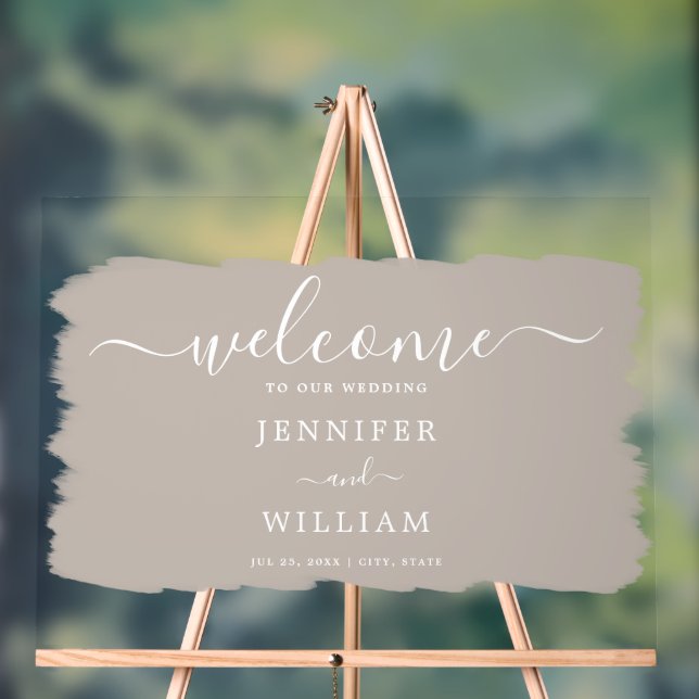 Señal Acrílica Elegante Fiesta de boda Bienvenida Paint Beige (Neutral )
