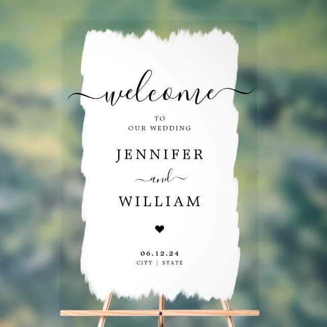 Señal Acrílica Elegante Fiesta de Bodas Bienvenida Pintura Blanco (Neutral )