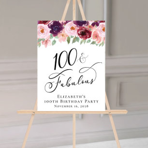 Señal Acrílica Elegante fiesta de cumpleaños número 100 con bienv