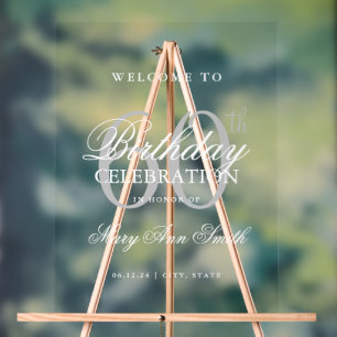 Señal Acrílica Elegante fiesta de cumpleaños número 60 de Plata