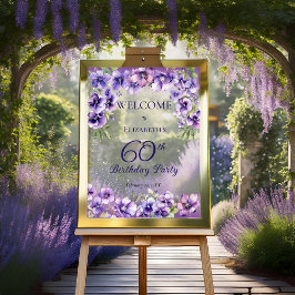 Señal Acrílica Elegante fiesta de cumpleaños número 60 de violeta